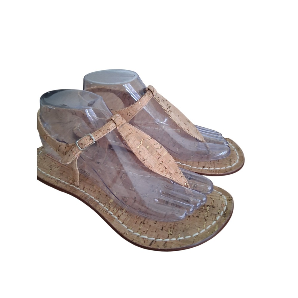 Bernardo Icons Women's size 8M Cork Leather Thong Summer Beach Pool Prep Sandals